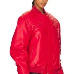 Red Leather Bomber Jacket