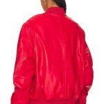 Red Leather Bomber Jacket