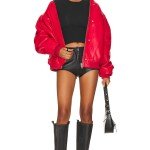 Red Leather Bomber Jacket