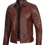 Reeves Mens Harrington Premium Brown Leather Jacket