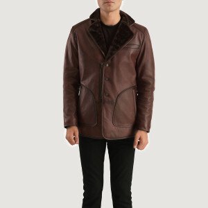 Mens Brown Fur Leather Coat