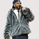 Caesars Arena Big Sean Grey Fur Jacket