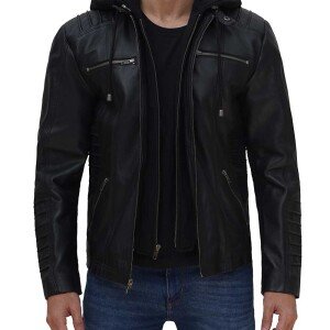 Men’s Removable Hood Black Jacket