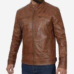 Men’s Brown Leather Biker Jacket