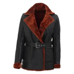 Women’s Premium Black Shearling Coat