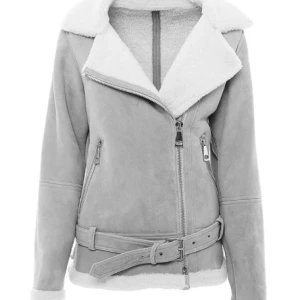 Women’s Grey Suede Shearling Jacket