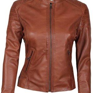 Womens Biker Brown Leather Jacket