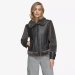 Women's Vellica Pebbled Faux Shearling Motor Jacket