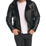 Faux Leather Black Shearling Jacket