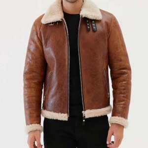 Men's Shearling Collar Premium Leather Jacket