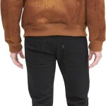 Men's Shearling Bomber Jacket with Faux Fur Collar