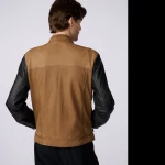 Brown Leather Jacket With Black Sleeves