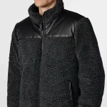 Two Sided Reversable Puffer Jacket With Faux Sherpa Jacket