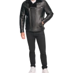 Faux Leather Black Shearling Jacket