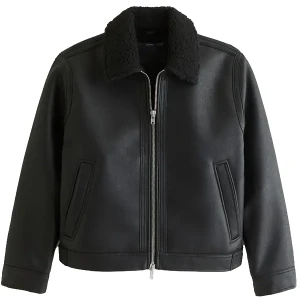 Abercrombie Cropped Leather Aviator Jacket