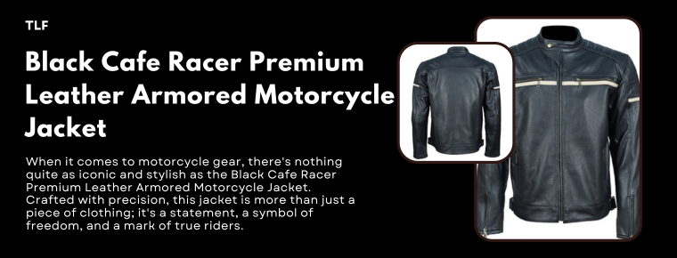 Black Cafe Racer Premium Leather Armored Motorcycle Jacket-5