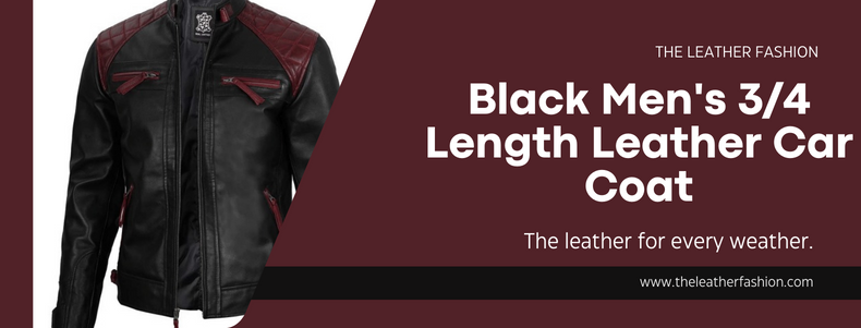 Black Men's 34 Length Leather Car Coat (1)