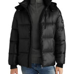 Salvador hooded black puffer jacket mens