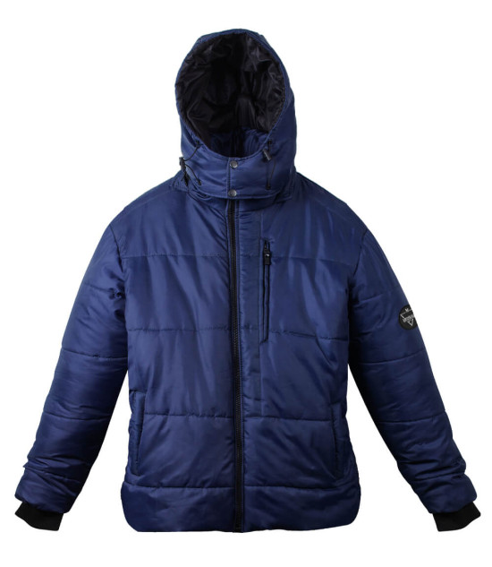 Salvador Mens Blue Puffer Jacket - Removable Hood