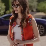 Lily Collins Emily In Paris S03 Orange Vest