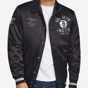 Brooklyn Nets Stitch Applique Satin Jacket