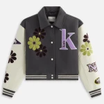 Campbell Cropped Floral Varsity Jacket