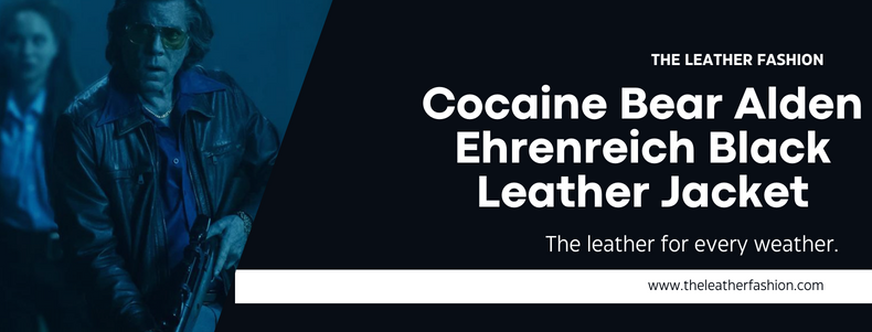 Cocaine Bear Alden Ehrenreich Black Leather Jacket (1)