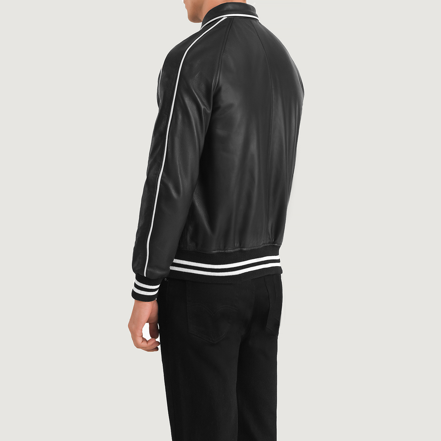 Cooper Black Leather Varsity Jacket