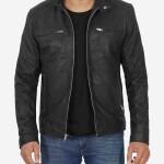 Men’s Black Cafe Racer Leather Jacket