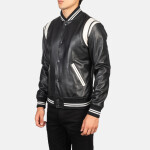 Dantee Black Leather Varsity Jacket