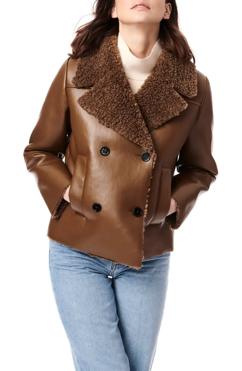 Faux Shearling Double Breasted Coat