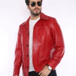 Fight Club Tyler Durden Mayhem Red Leather Jacket