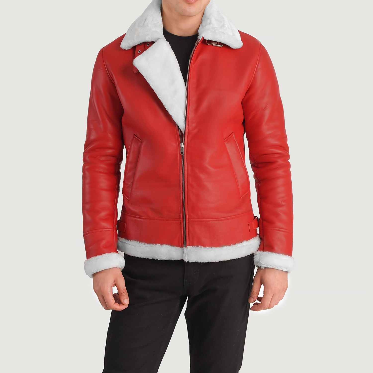 Francis B-3 Red Leather Bomber Jacket