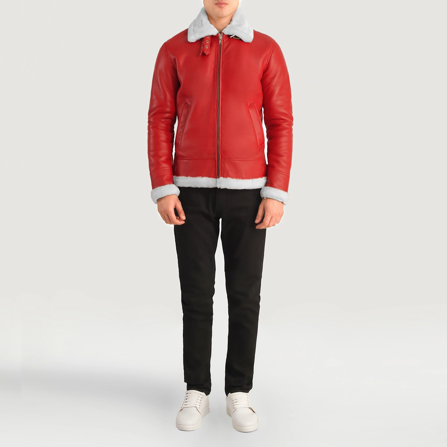 Francis B-3 Red Leather Bomber Jacket