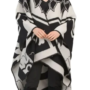 Emily In Paris S4 Camille Japy Printed Wool Cape Coat