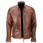 Men Cafe Racer Biker Leather Jacket