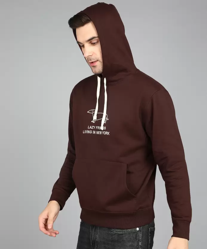 Men Full Sleeve Solid Hooded Sweatshirt