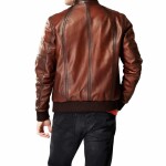 Men’s 100% Real Brown Leather Bomber Ferret Classic Jacket