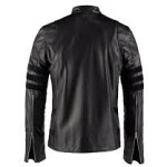 Men’s 3 Black Stripes Biker Leather Jacket