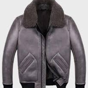Men’s B2 Grey Leather Shearling Jacket