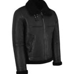 Men’s Black B3 Shearling Leather Biker Jacket