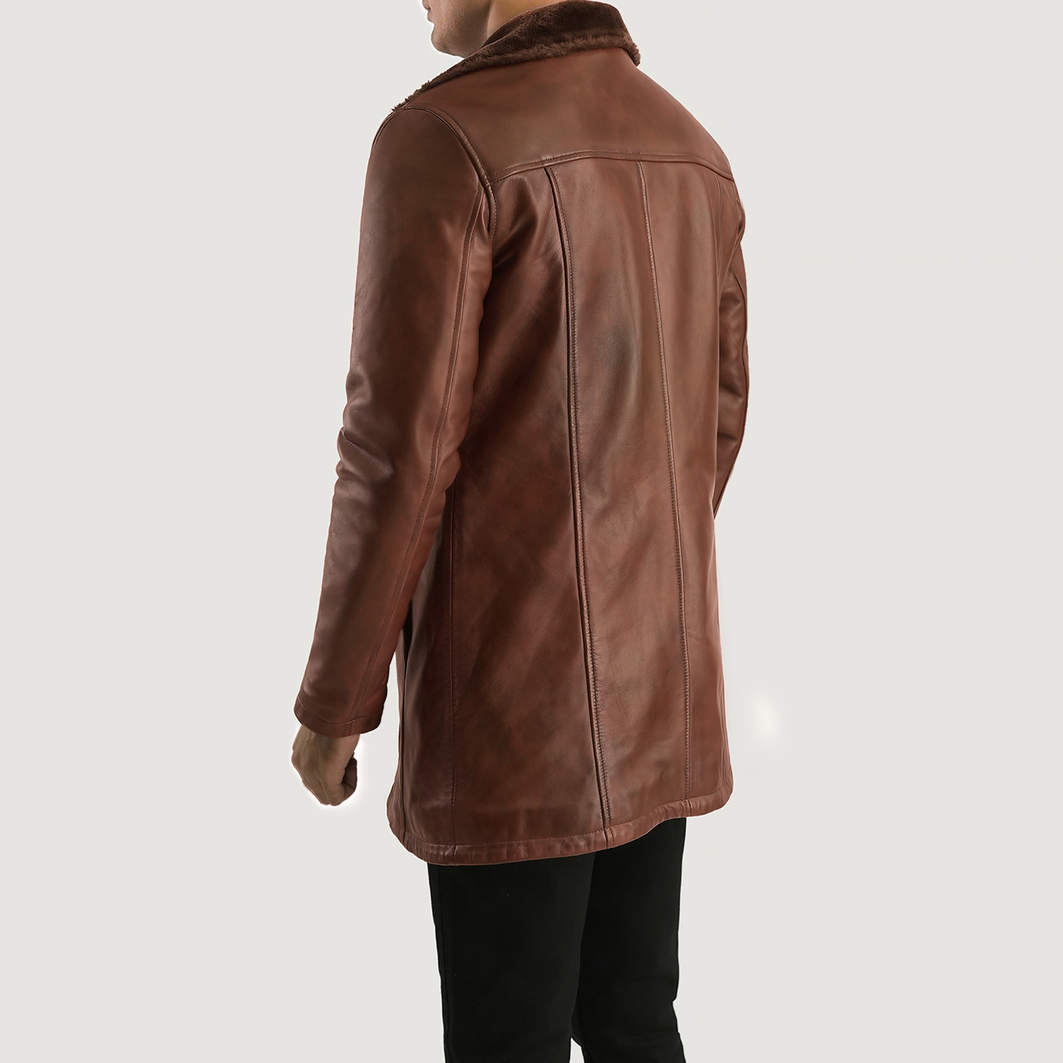 Men's Distressed Leather Fur Coat