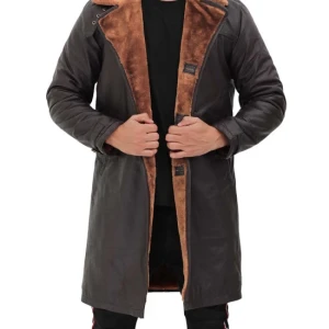Turlock Mens Dark Brown 3/4 Length Shearling Coat
