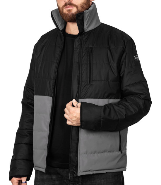 Men's Davies Packable Black & Grey Down Puffer Jacket