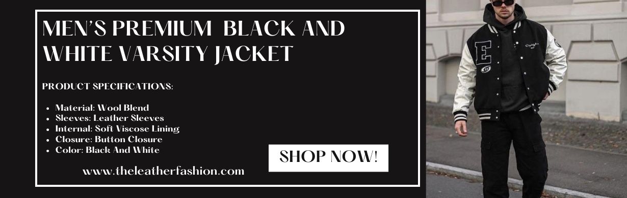 Men's Premium Black And White Varsity Jacket 1