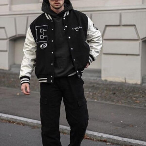 Men's Premium Black And White Varsity Jacket