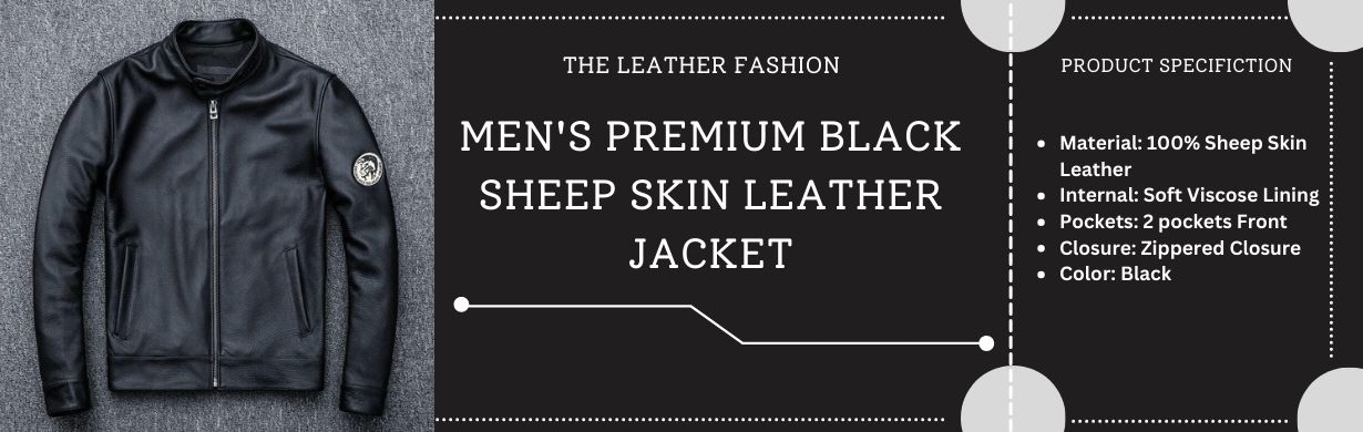 Men's Premium Black Sheep Skin Leather Jacket 1