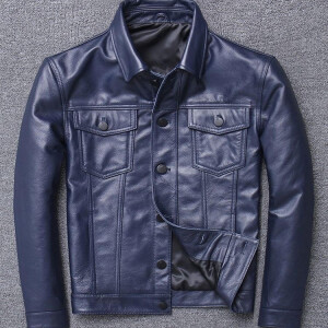 Men's Premium Blue Leather Jacket