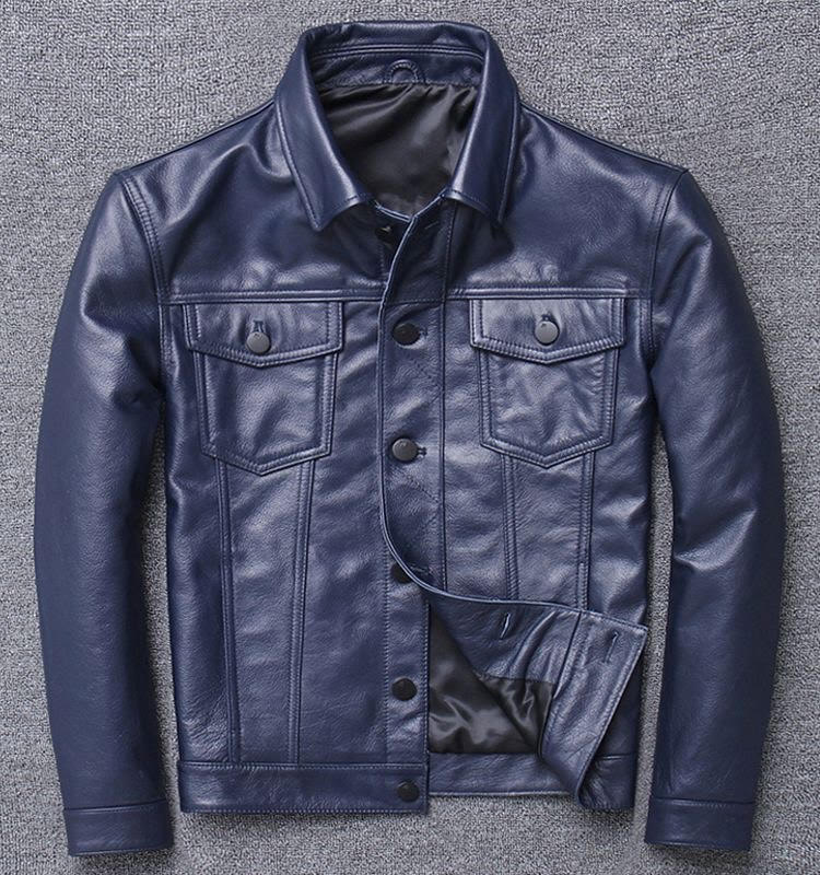 Men's Premium Blue Leather Jacket