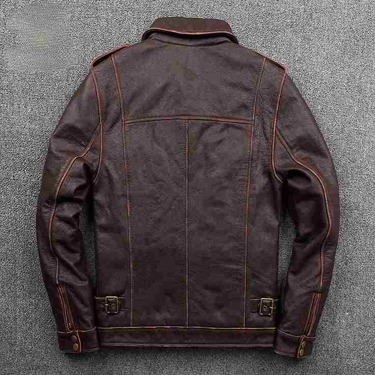 Men's Premium Brown Cowhide Biker Jacket